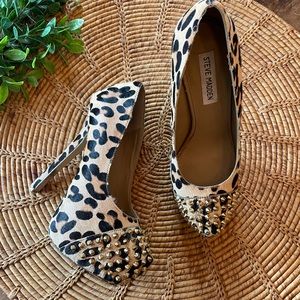Steve Madden Cheetah & Gold Stud Heels